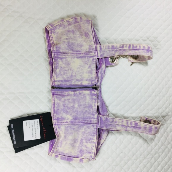 Liquor n Poker Denim acid wash crop top - Picture 3 of 9